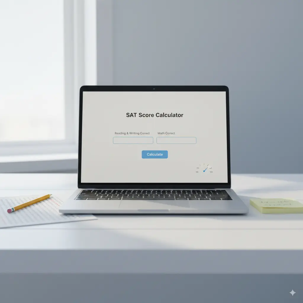 SAT Score Calculator interface on laptop